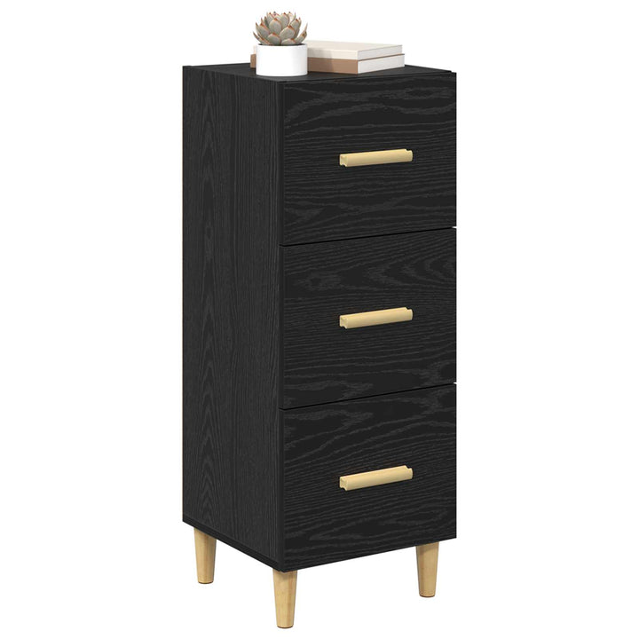 Sideboard med skuffe Sort eg 34.5 x 34 x 90 cm Konstrueret træ