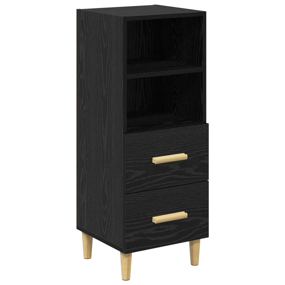 Sideboard med skuffe Sort eg 34 x 34.5 x 90 cm Konstrueret træ