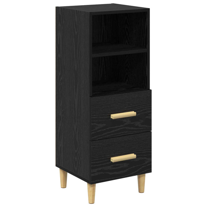 Sideboard med skuffe Sort eg 34 x 34.5 x 90 cm Konstrueret træ