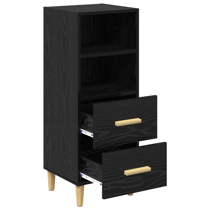 Sideboard med skuffe Sort eg 34 x 34.5 x 90 cm Konstrueret træ