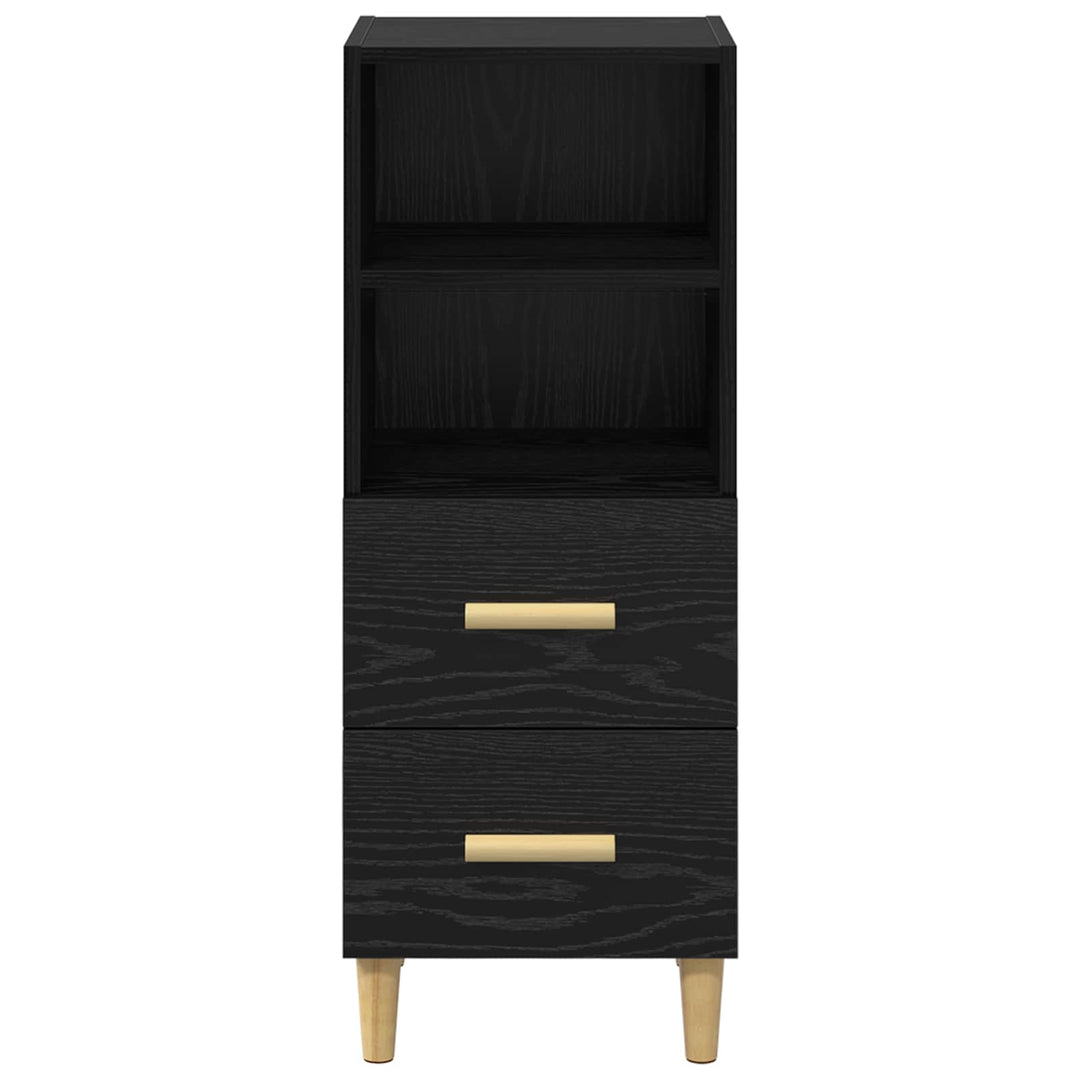 Sideboard med skuffe Sort eg 34 x 34.5 x 90 cm Konstrueret træ