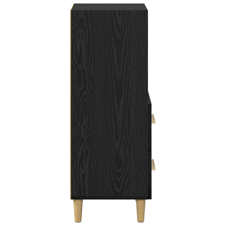 Sideboard med skuffe Sort eg 34 x 34.5 x 90 cm Konstrueret træ
