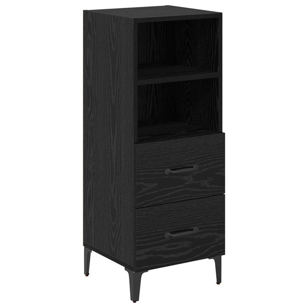 Sideboard med skuffe Sort eg 34 x 34,5 x 90 cm Konstrueret træ