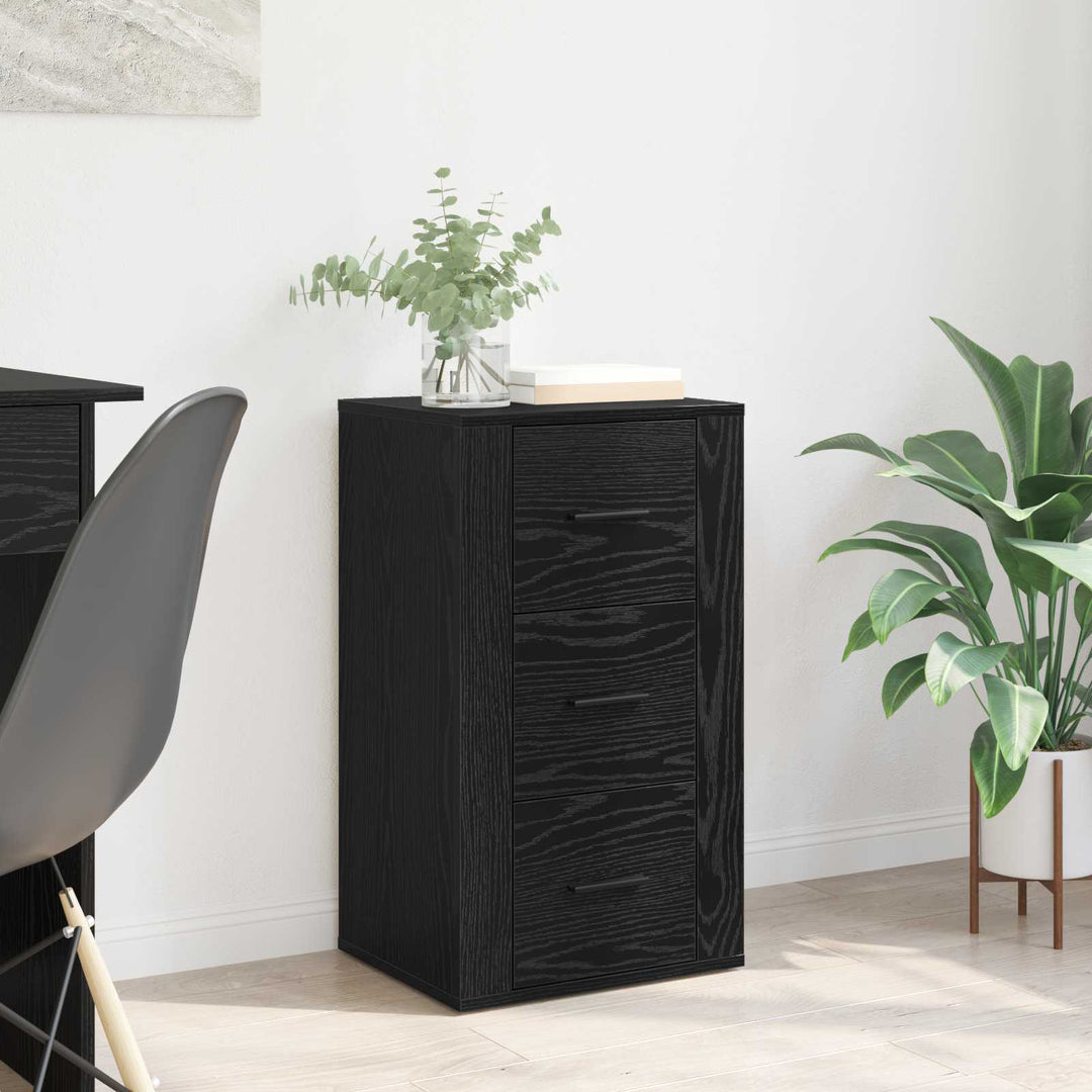 Sideboard med skuffe Sort eg 40 x 33 x 70 cm Konstrueret træ
