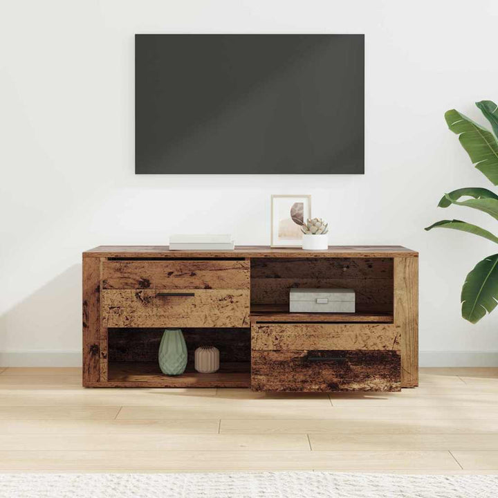 TV-skab med skuffe Gammelt træ 100 x 35 x 40 cm Konstrueret træ