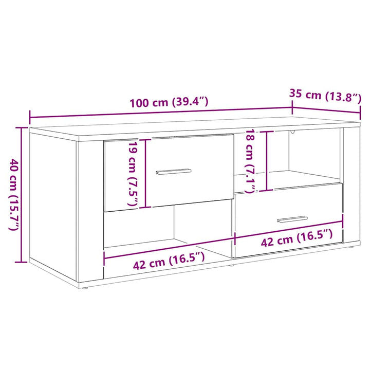TV-skab med skuffe Sort eg 100 x 35 x 40 cm Konstrueret træ
