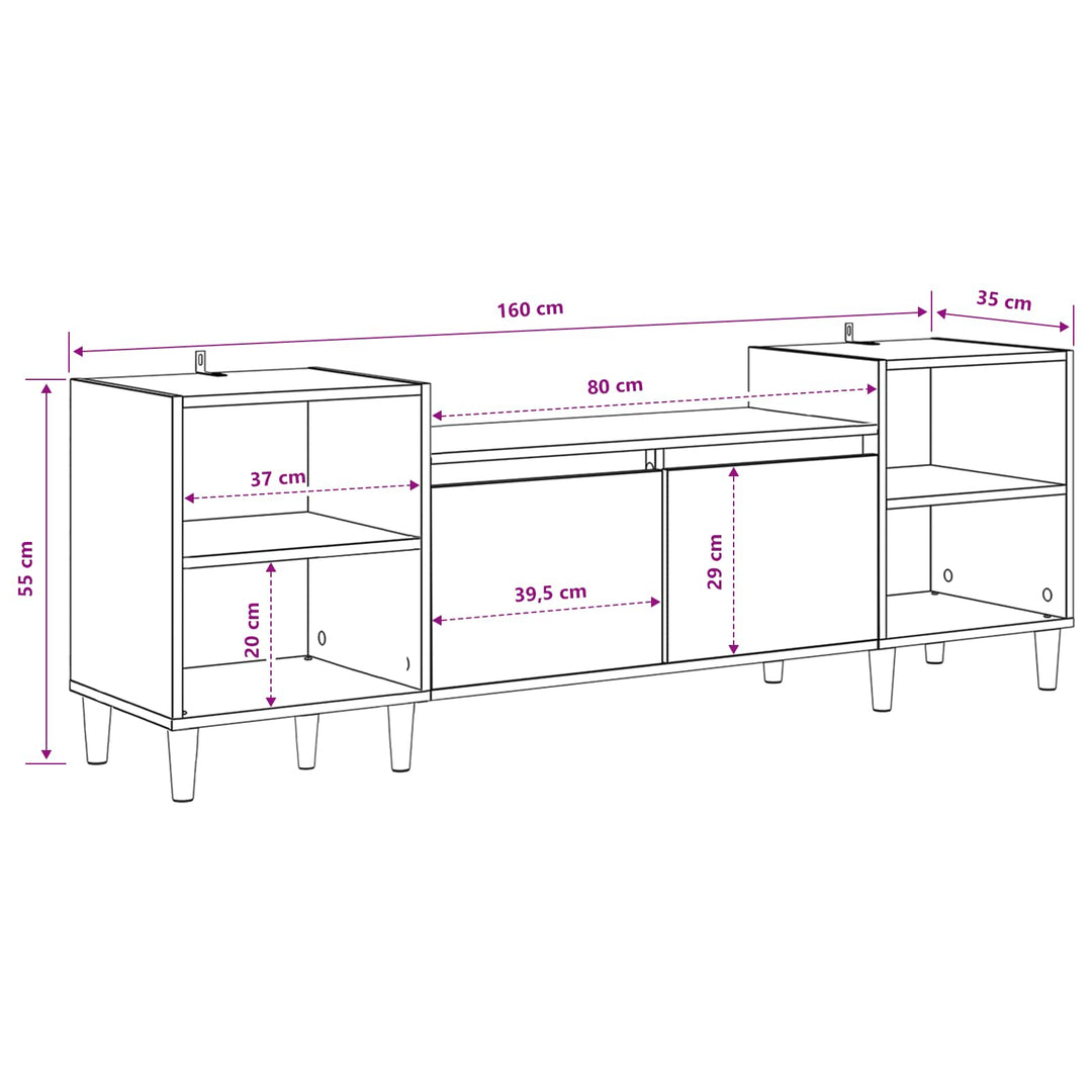 TV-skab Sort eg 160 x 35 x 55 cm Konstrueret træ