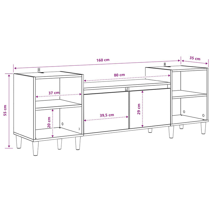 TV-skab Sort eg 160 x 35 x 55 cm Konstrueret træ