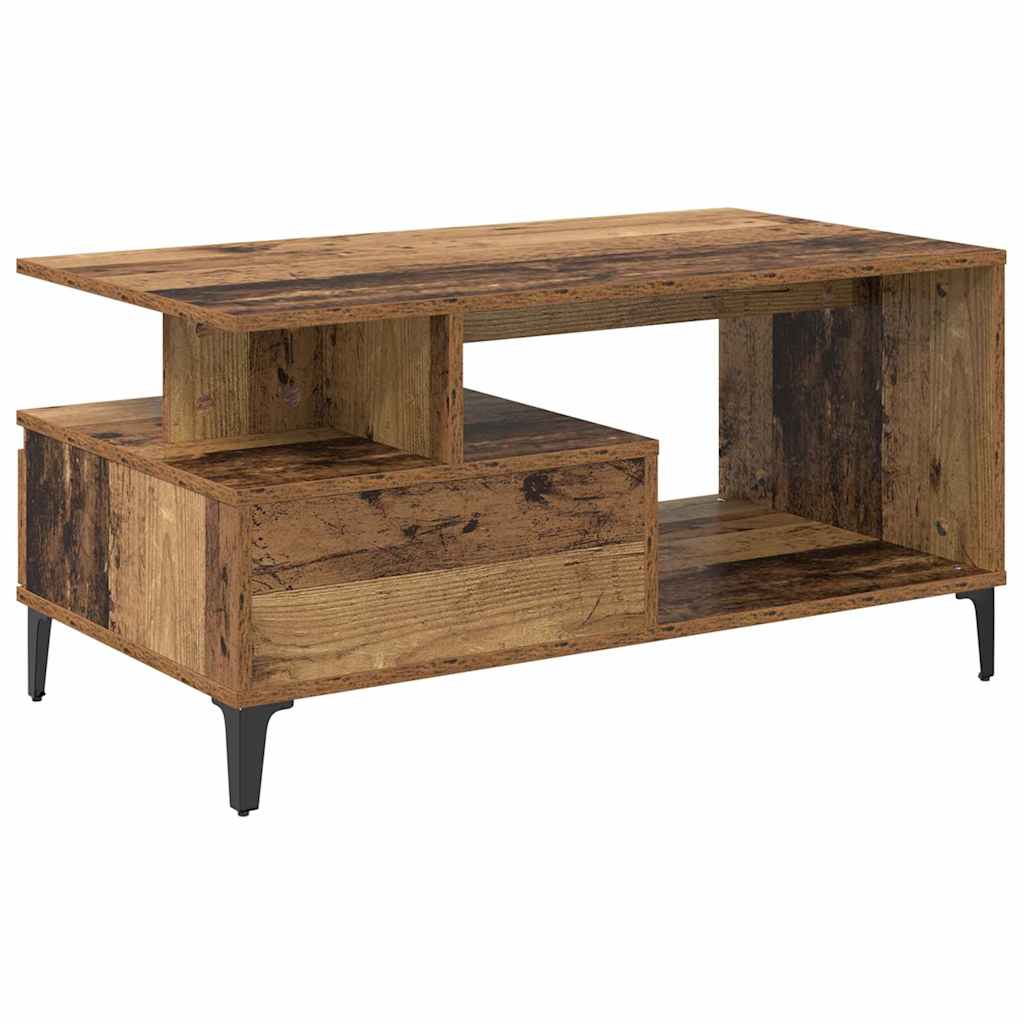 Sofabord med skuffe Gammelt træ 90 x 49 x 45 cm Konstrueret træ