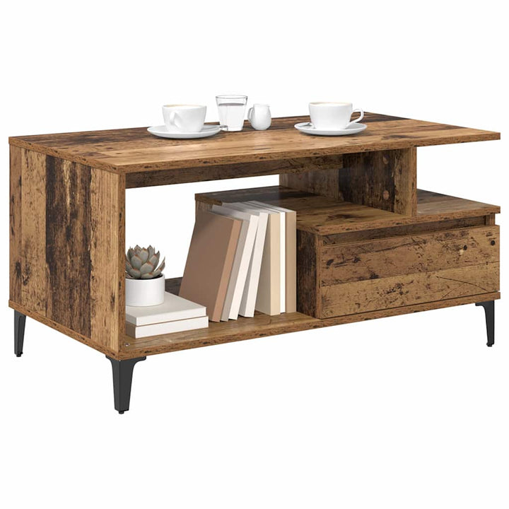 Sofabord med skuffe Gammelt træ 90 x 49 x 45 cm Konstrueret træ