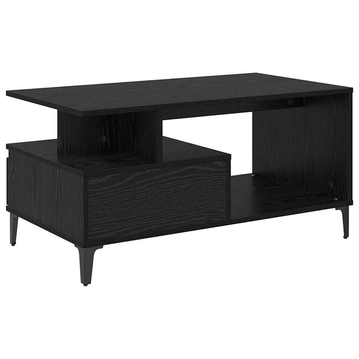 Sofabord med skuffe Sort eg 90 x 49 x 45 cm Konstrueret træ