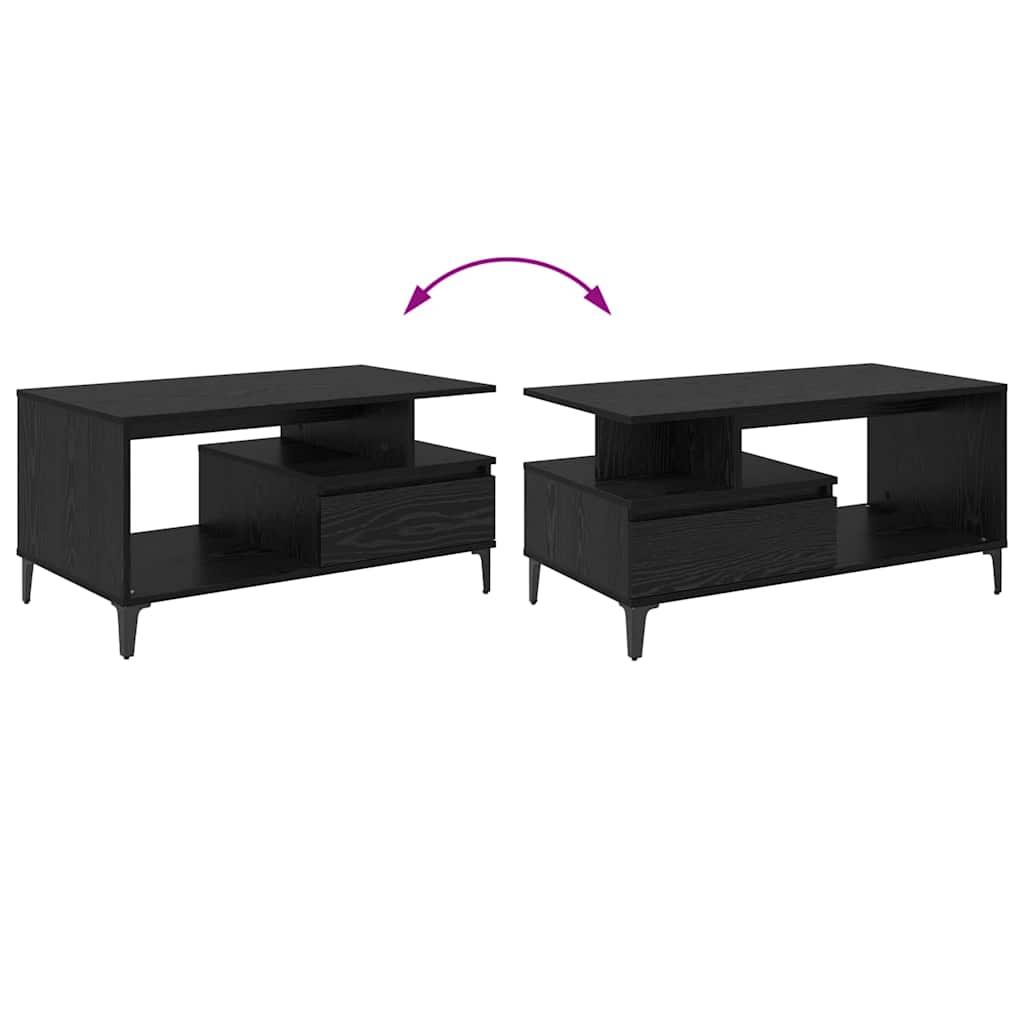Sofabord med skuffe Sort eg 90 x 49 x 45 cm Konstrueret træ
