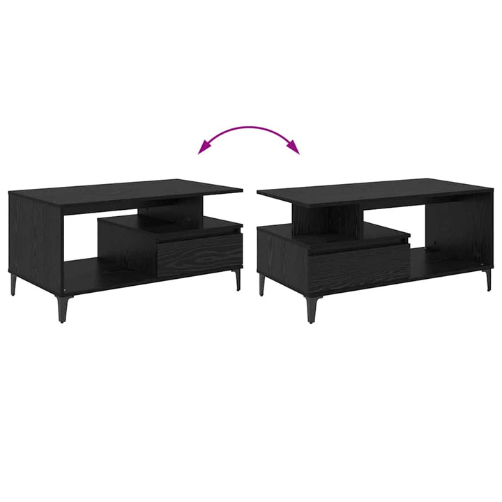 Sofabord med skuffe Sort eg 90 x 49 x 45 cm Konstrueret træ