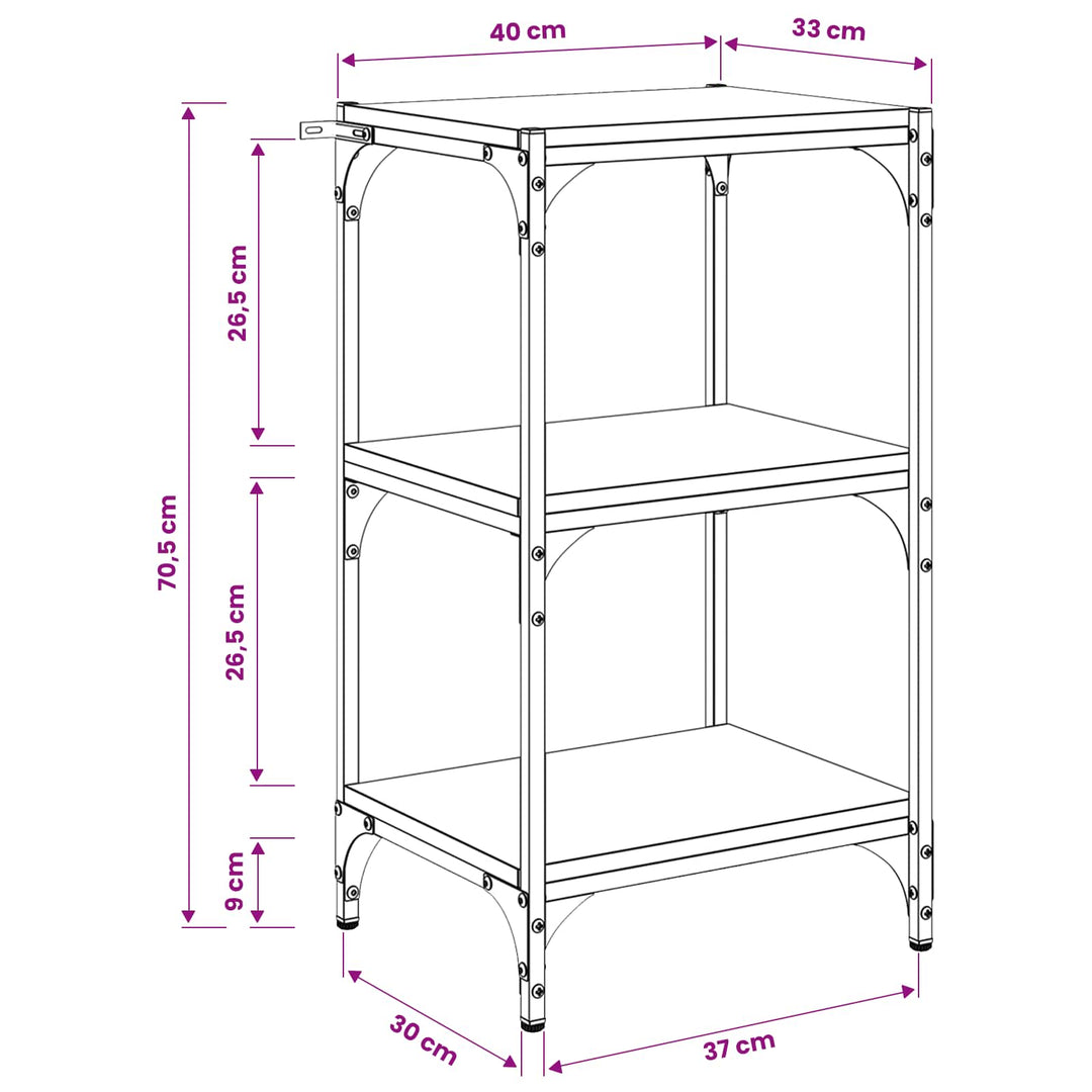 Bogskab artisan eg 40 x 33 x 70,5 cm Ingeniørt træ og jern