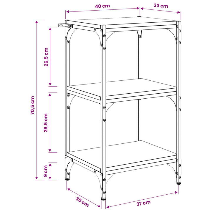 Bogskab artisan eg 40 x 33 x 70,5 cm Ingeniørt træ og jern