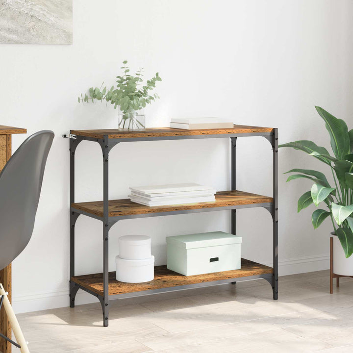 Bogskab Gammelt træ 80 x 33 x 70,5 cm Ingeniørt træ og jern