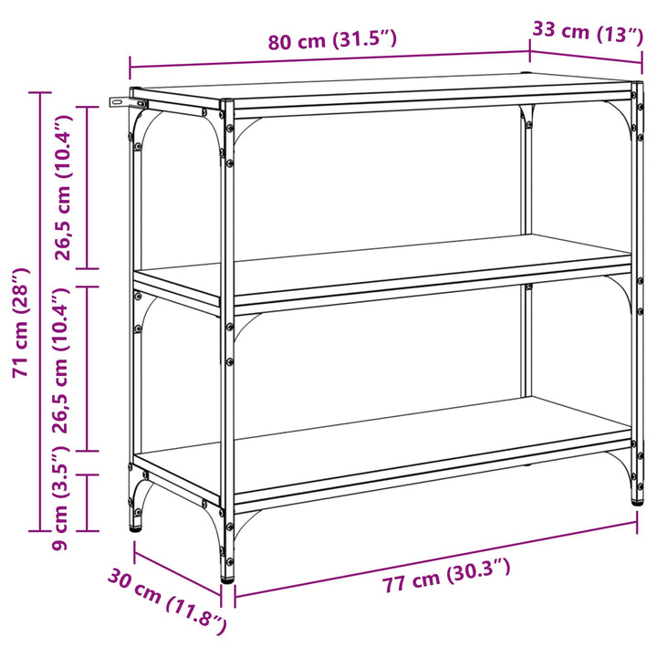 Bogskab Sort eg 80 x 33 x 70,5 cm Ingeniørt træ og jern