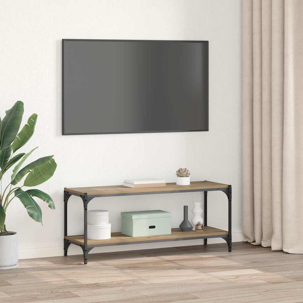 TV-skab Artisan Egetræ 100x33x41cm Ingeniørt træ og jern