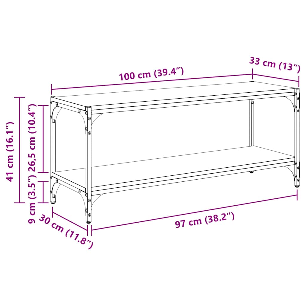 TV-skab Artisan Egetræ 100x33x41cm Ingeniørt træ og jern