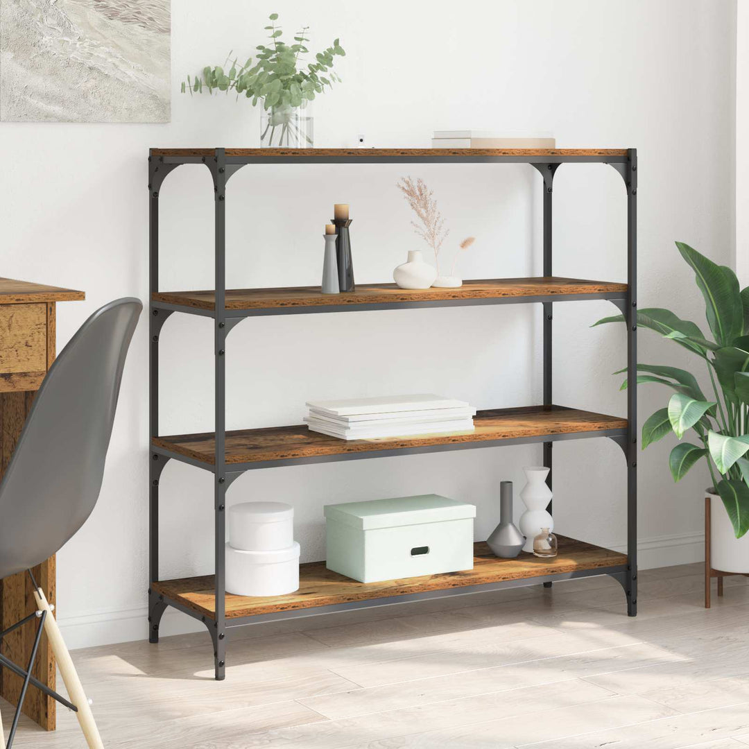 Bogskab Gammelt træ 100 x 33 x 100 cm Ingeniørt træ og jern