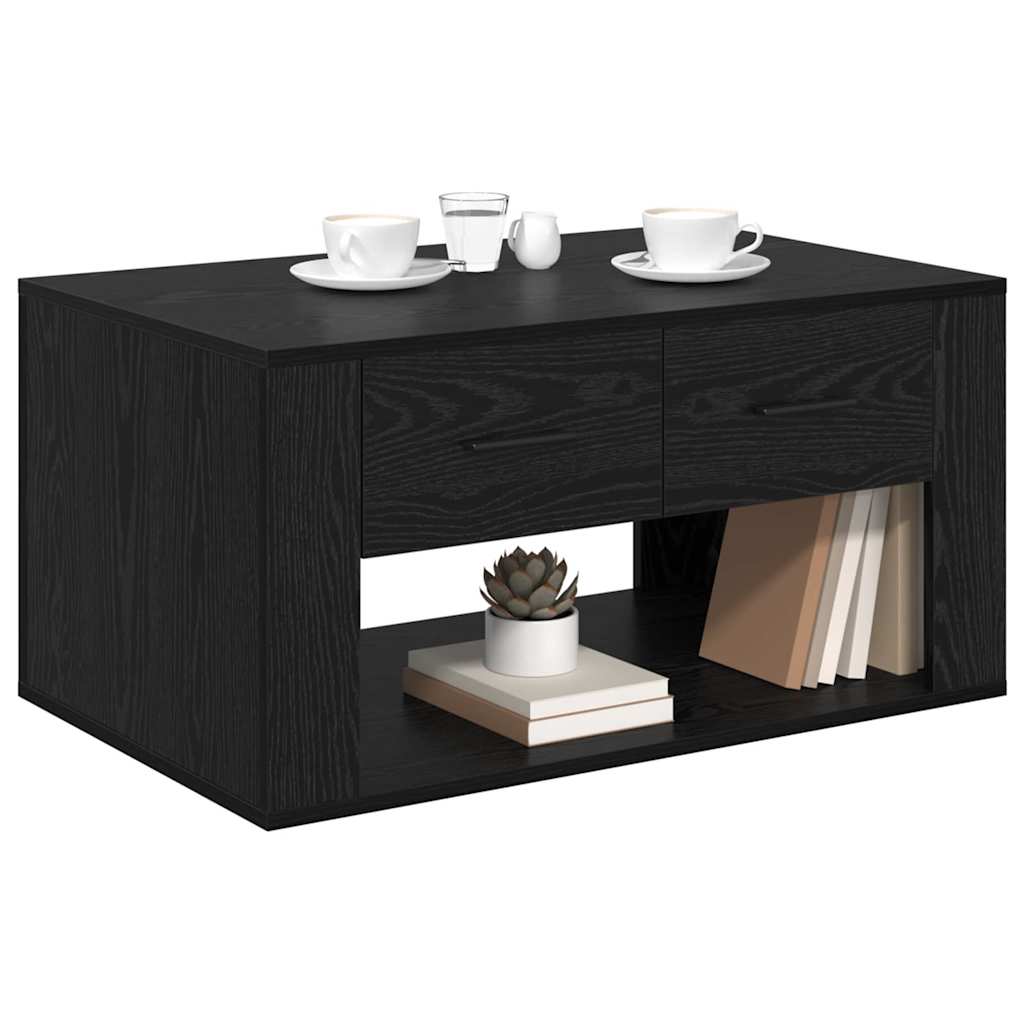 Sofabord med skuffe Sort eg 80 x 50 x 40 cm Konstrueret træ