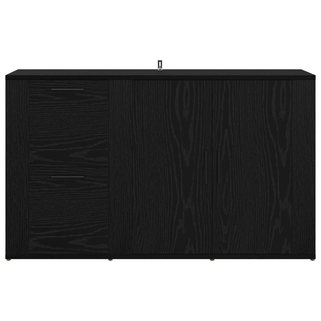 Sideboard med skuffe Sort eg 100 x 33 x 59.5 cm Konstrueret træ
