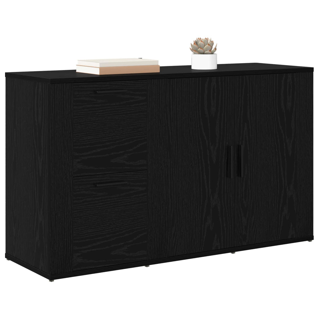 Sideboard med skuffe Sort eg 100 x 33 x 59.5 cm Konstrueret træ