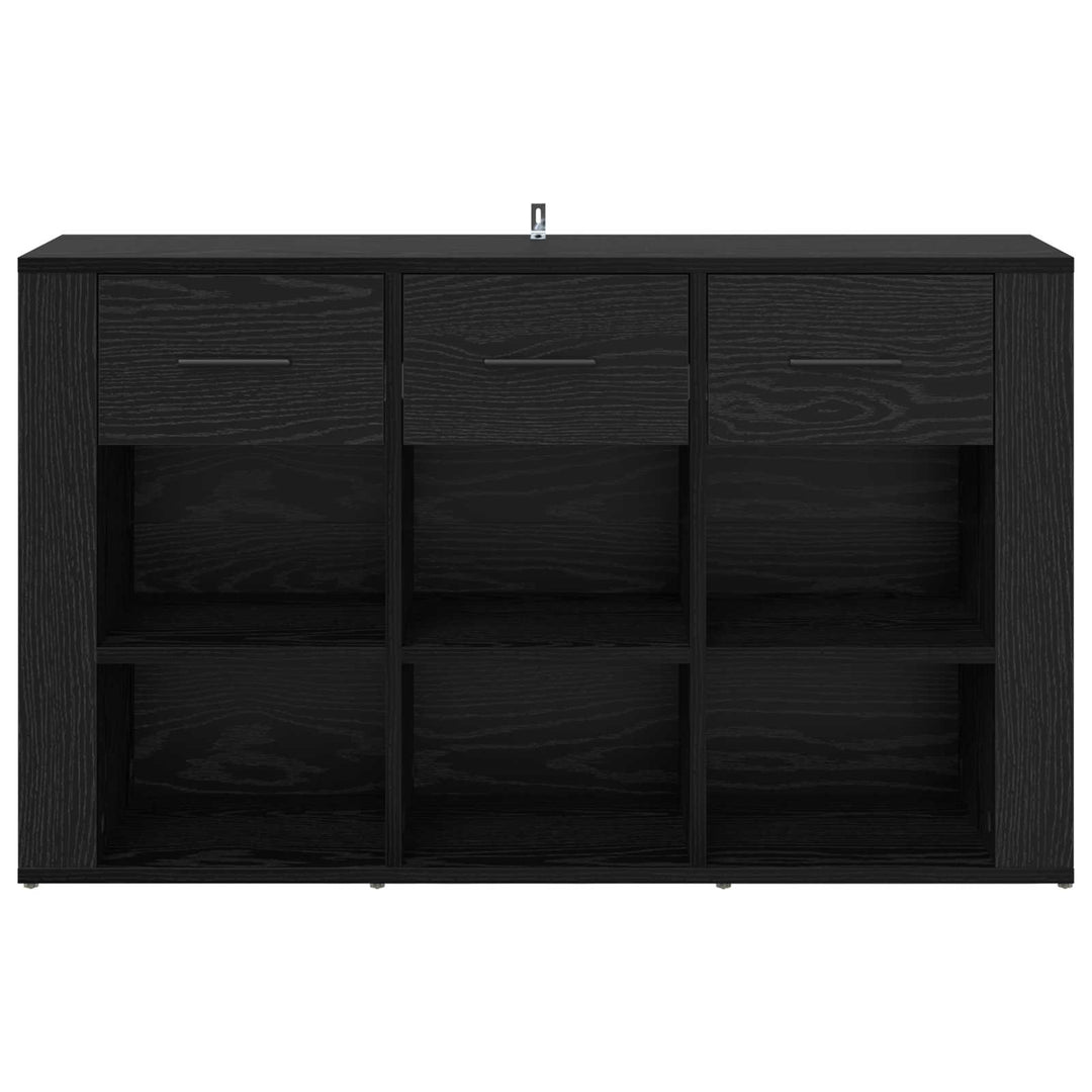Sideboard med skuffe Sort eg 100 x 30 x 59,5 cm Konstrueret træ
