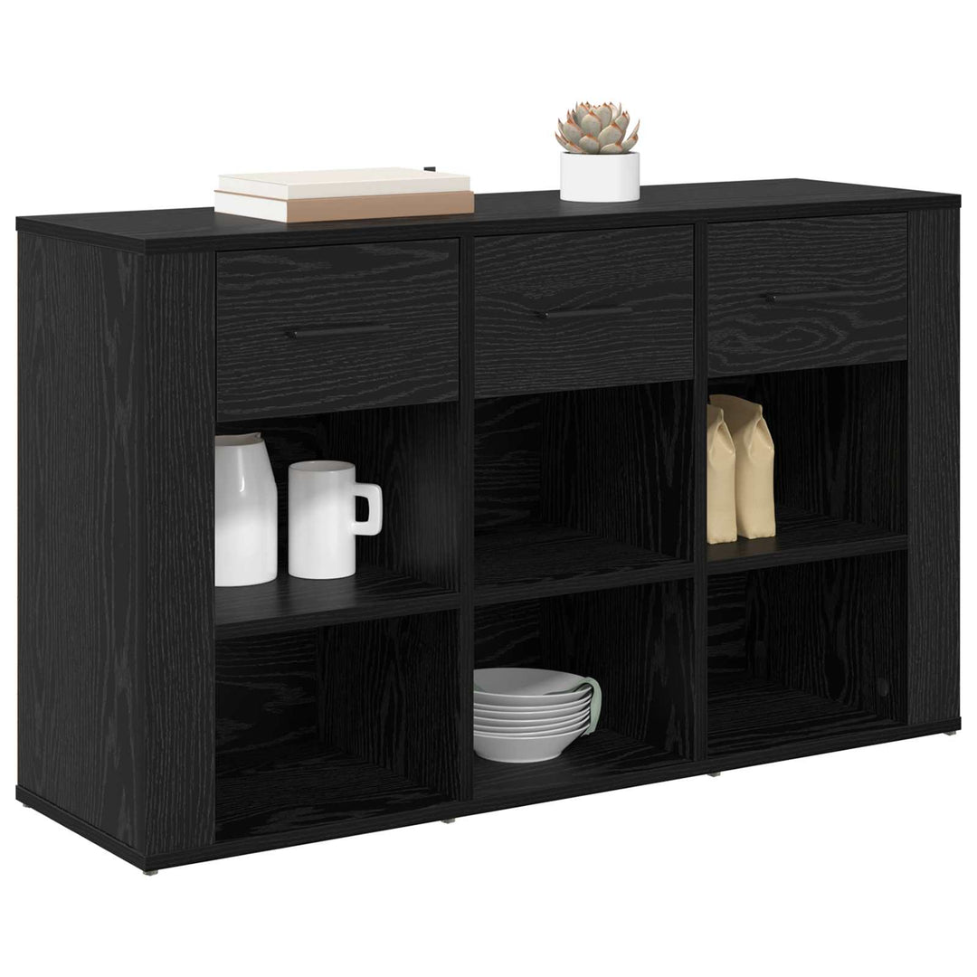 Sideboard med skuffe Sort eg 100 x 30 x 59,5 cm Konstrueret træ