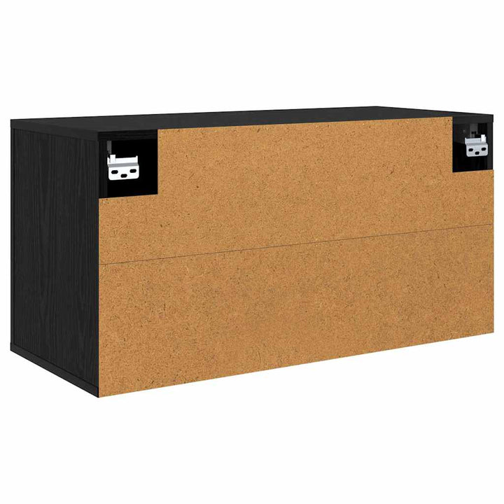 Vægmonteret TV Skab 80 x 34,5 x 40 cm Sort eg Konstrueret træ