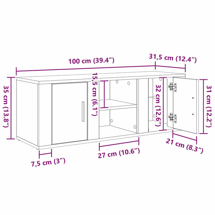 TV-skab Gammelt træ 100 x 31,5 x 35 cm Konstrueret træ
