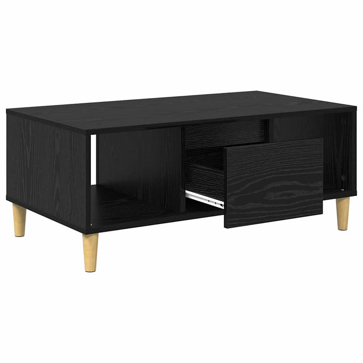 Sofabord med skuffe Sort eg 90 x 50 x 26.5 cm Konstrueret træ