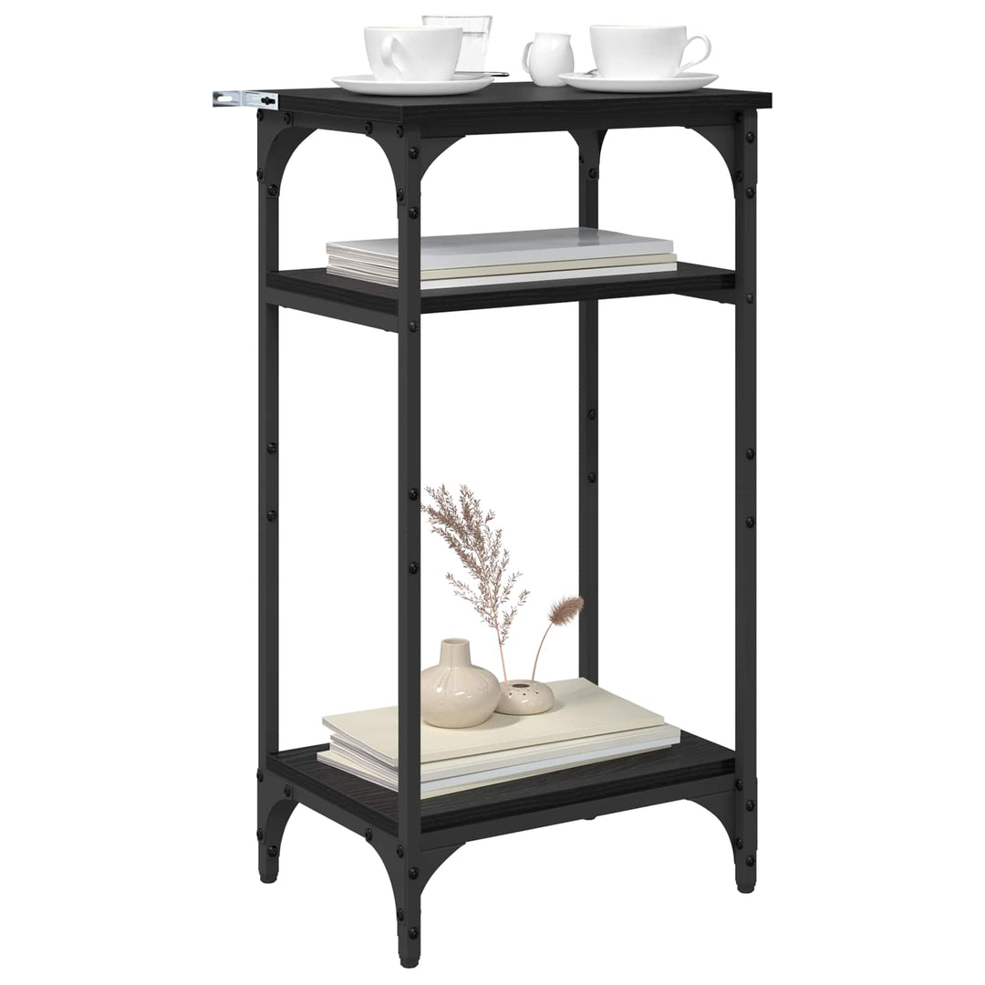 Sidebord med hylde Sort eg 40 x 30 x 75 cm Konstrueret træ