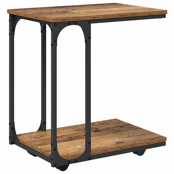 Sidebord med hjul Gammelt træ 50 x 35 x 55.5 cm Konstrueret træ