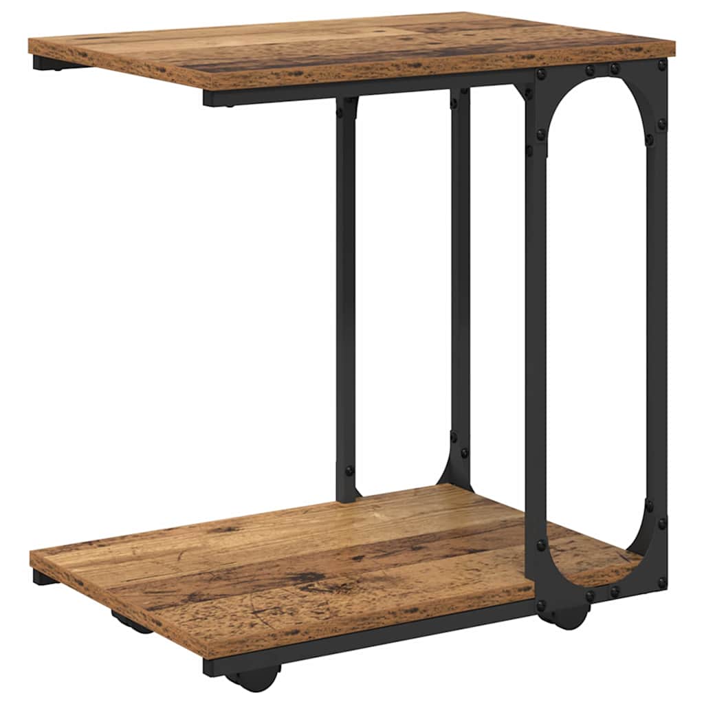 Sidebord med hjul Gammelt træ 50 x 35 x 55.5 cm Konstrueret træ