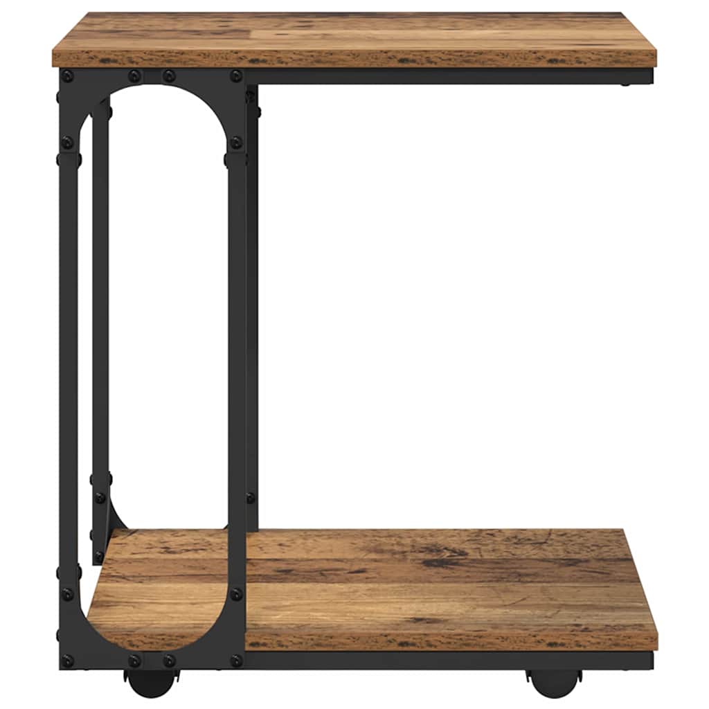 Sidebord med hjul Gammelt træ 50 x 35 x 55.5 cm Konstrueret træ