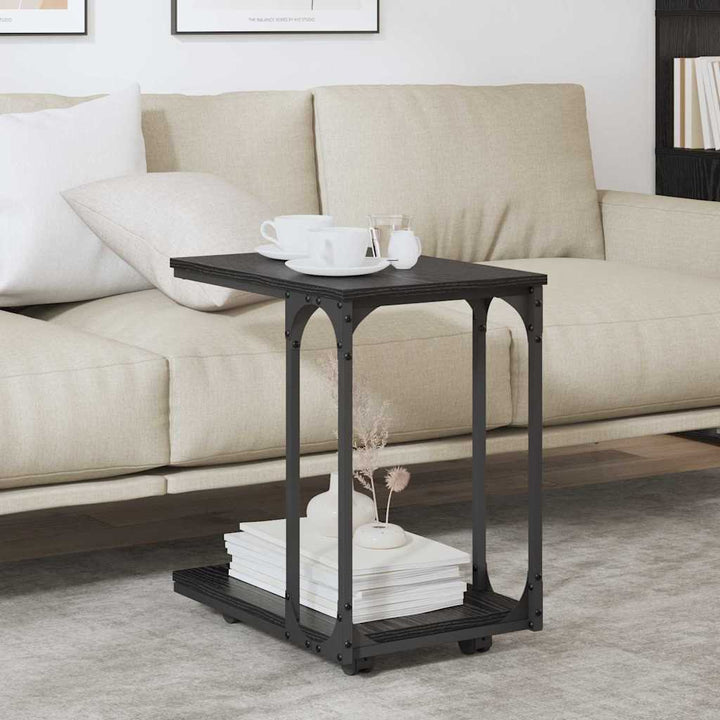 Sidebord med hylde Sort eg 50 x 35 x 55.5 cm Konstrueret træ