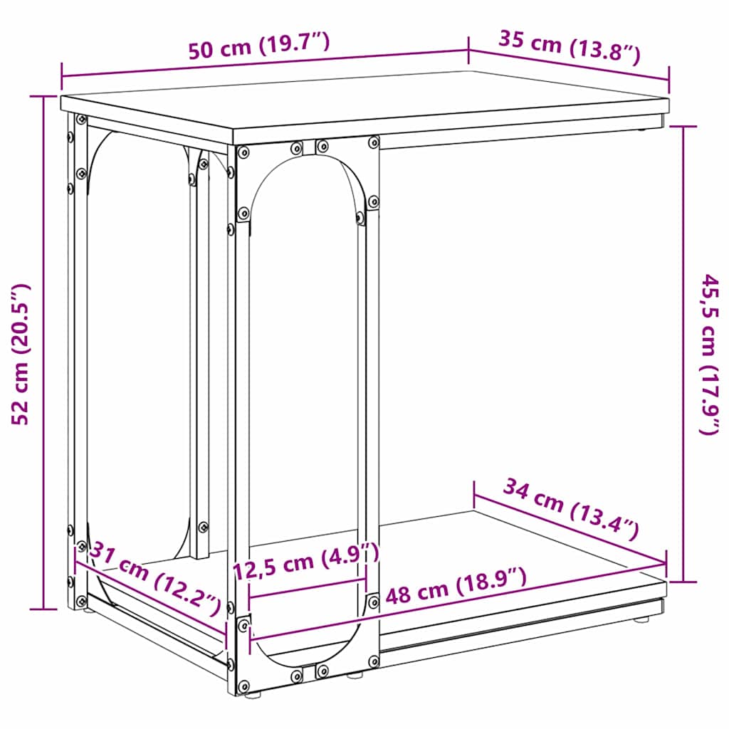 Sidebord Gammelt træ 50 x 35 x 52 cm Konstrueret træ