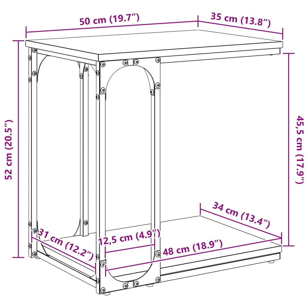 Sidebord Sort eg 50 x 35 x 52 cm Konstrueret træ