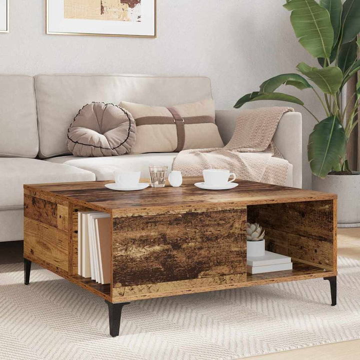 Sofabord Gammelt træ 80 x 80 x 36,5 cm Konstrueret træ