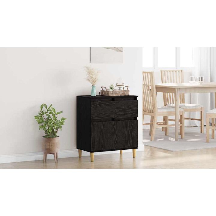 Sideboard med skuffe Sort eg 60 x 35 x 70 cm Konstrueret træ