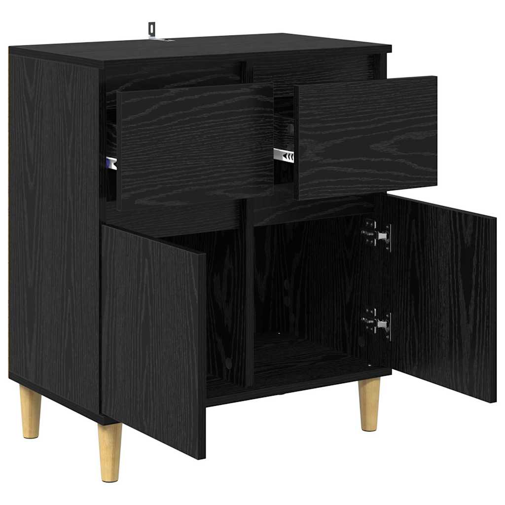 Sideboard med skuffe Sort eg 60 x 35 x 70 cm Konstrueret træ