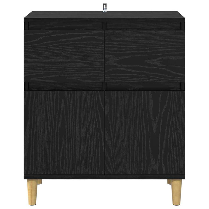 Sideboard med skuffe Sort eg 60 x 35 x 70 cm Konstrueret træ