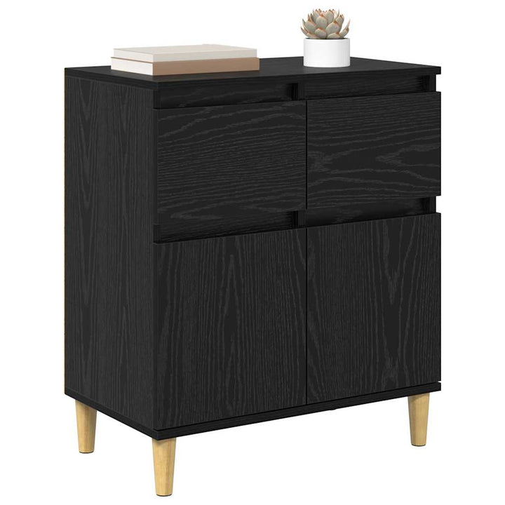Sideboard med skuffe Sort eg 60 x 35 x 70 cm Konstrueret træ