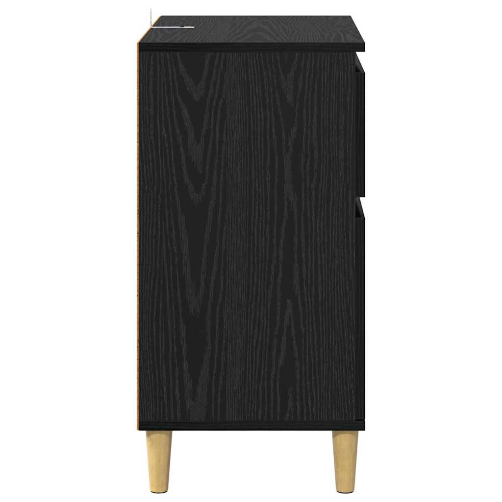 Sideboard med skuffe Sort eg 60 x 35 x 70 cm Konstrueret træ
