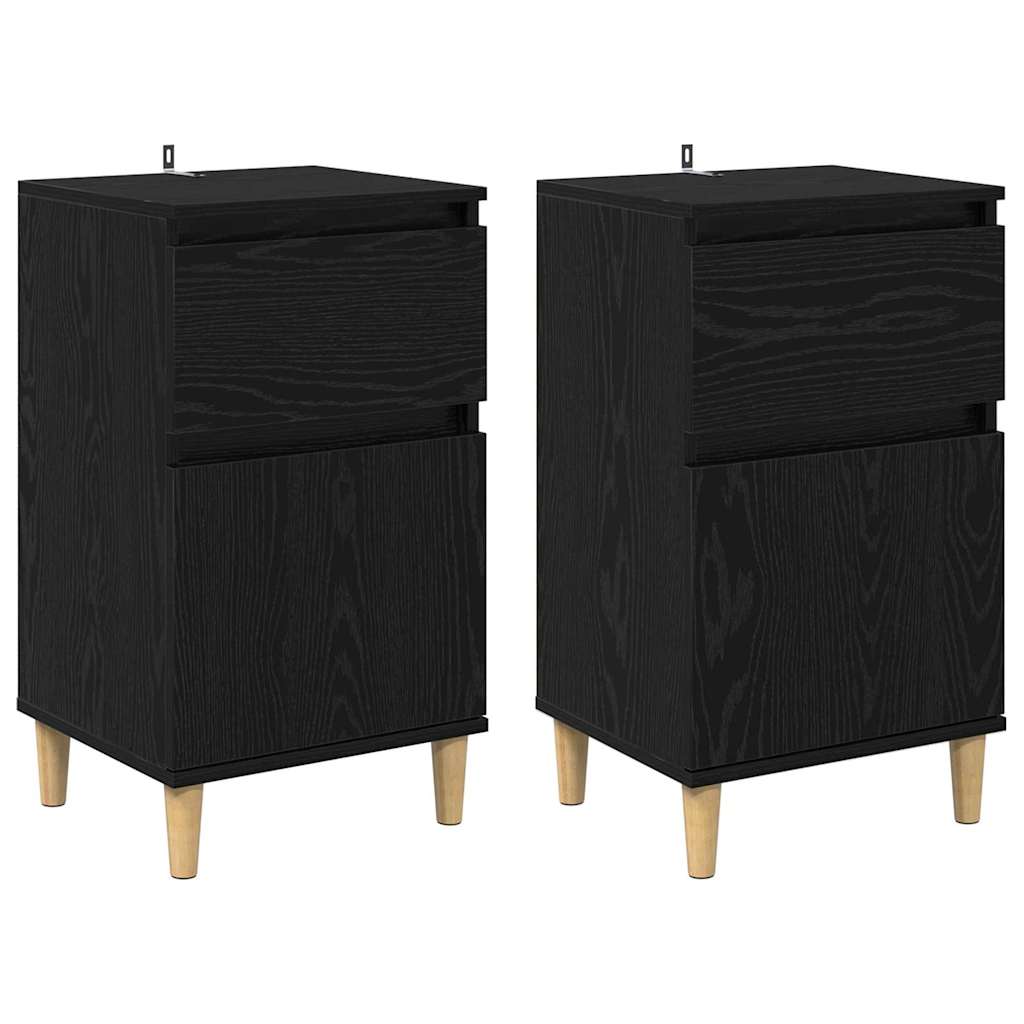 Natskab 2 pcs Sort eg 40 x 35 x 70 cm Konstrueret træ