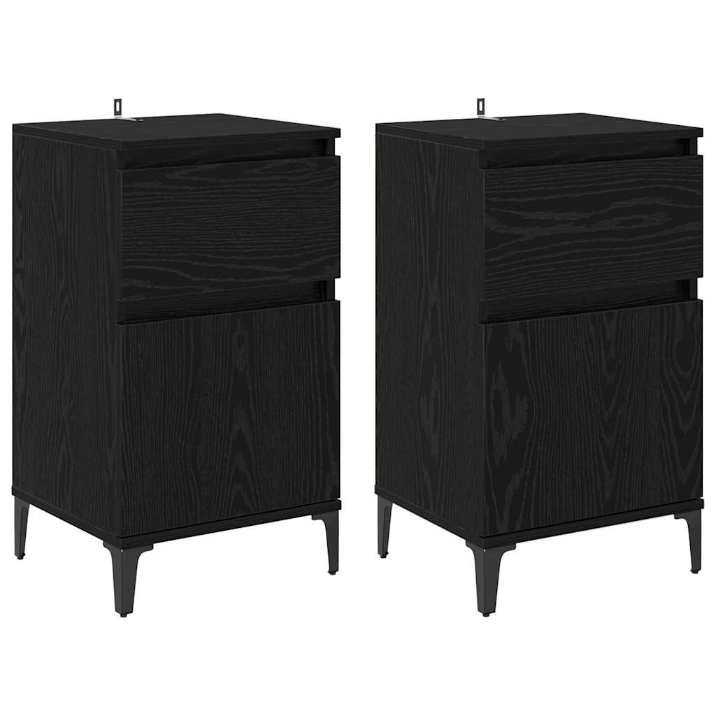 Natskab 2 pcs Sort eg 40 x 35 x 70 cm Konstrueret træ