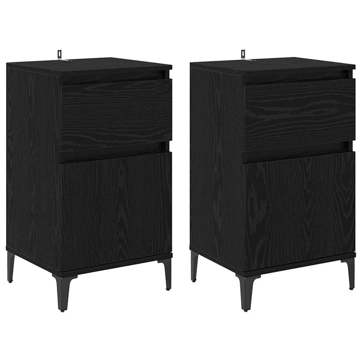 Natskab 2 pcs Sort eg 40 x 35 x 70 cm Konstrueret træ