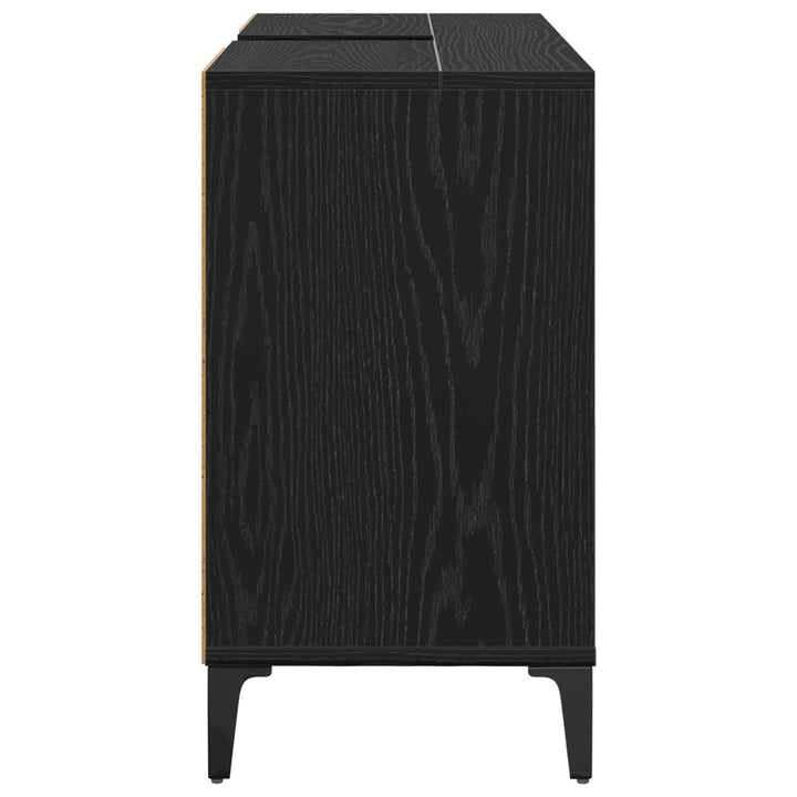 Vaskeskab med dør Sort eg 80 x 33 x 60 cm Ingeniørt træ og jern