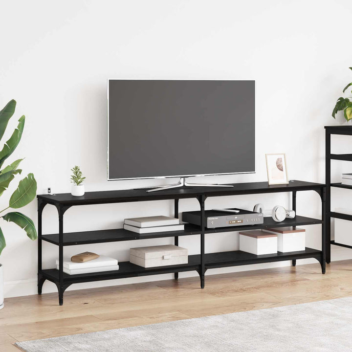 TV-skab 160 x 30 x 50 cm Sort eg Ingeniørt træ og jern